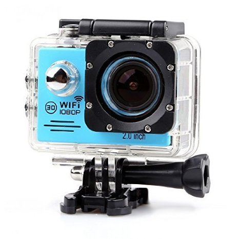 Lightdow LD6000 1080P HD Wifi Sports Action Camera Kit - 20 LCD  170 Wide Angle Lens  DSP-NT96655  Bonus Battery BlueWiFi