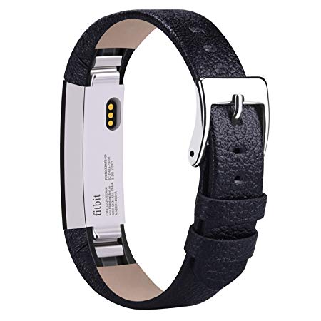 Vancle Leather Bands Compatible with Fitbit Alta/Fitbit Alta HR for Women Men, Adjustable Replacement Accessories Strap with Buckle for Fitbit Alta and Fitbit Alta HR