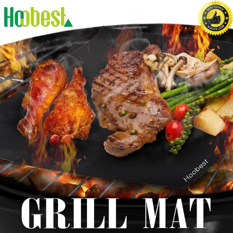 Hoobest BBQ Grill Mat-Set of 3-15.75"x13" Heavy Duty Non Stick Cooking Mat-Works On Gas,Charcoal,Electric BBQ Grill,Liftime Guaranteed