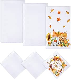 Sublimation Blank Towels, DIY Microfiber Kitchen Towels, Modern Multi Purpose Dish Towels for Kitchen Cleaning, 16 x 24 Inch, 12 x 12 Inch (White,6 Pieces)