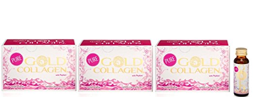 3 X Pure Gold Collagen 10 Day Programme Food Supplement 30 DAY SUPPLY IN TOTAL (30 X 50ML IN TOTAL) by MINERVA