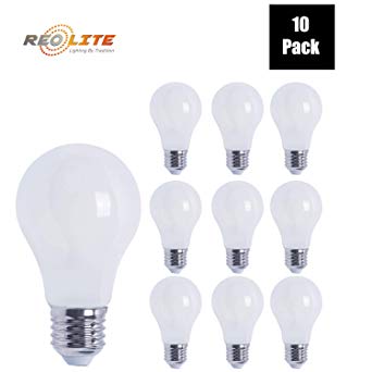A19 LED E26 Base Bulb, Frosted Glass Classic Style, 8W - 60W Replacement, Energy Star & UL Listed, Dimmable, 4100K Cool White, 800 Lumen, 10 Pack