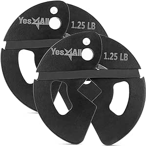 Yes4All Fractional Weight Plates Set of 6, 1.25LB 2.5LB 5LB Pair Rubber And Steel, Change Plates for Weightlifting, Micro Weights for Olympic Barbell and Dumbbell, Mutiple Type Options