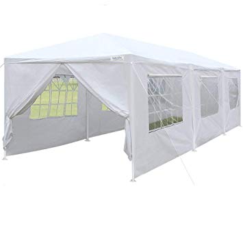Quictent 10' x 30' Upgraded Heavy Duty Steel Pipes Canopy Gazebo Wedding Party Tent with Elegant Church Window& Rollable Window Cover