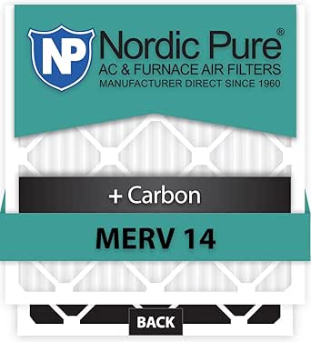 Nordic Pure 20x22x1 (19 1/2 x 21 7/16 x 3/4) Pleated Air Filters MERV 14 Plus Carbon 6 Pack