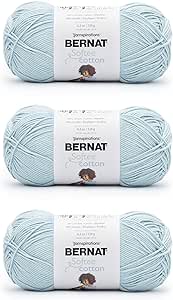 Bernat Softee Cotton Dusk Sky Yarn - 3 Pack of 120g/4.25oz - Nylon - 3 DK (Light) - 254 Yards - Knitting, Crocheting & Crafts