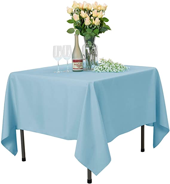 VEEYOO Square Tablecloth - 70x70 Inch Polyester Table Cloth Washable Wrinkle Free Dinner Tablecloth for Wedding, Party, Restaurant,Indoor and Outdoor Buffet Table - Baby Blue Tablecloth