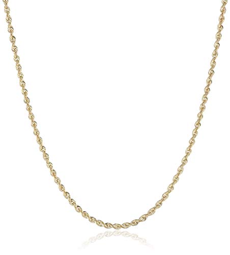 Pori Jewelers 14K Gold 2.5MM Diamond Cut Rope Chain Necklace Unisex Sizes 18"-30"