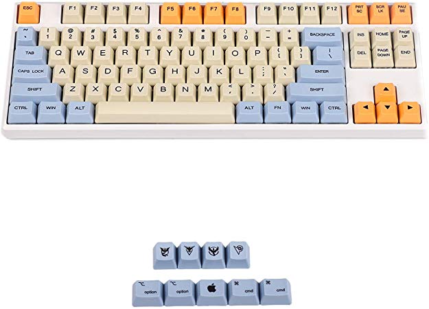 YMDK Blue Beige Orange Dye Sub 108 Key Mac Keys Thick PBT OEM Profile Keycap for Standard 104 TKL 60% MX Switches Keyboard (87 Plus Mac)