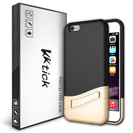iPhone 6S Plus Case, KKtick KICK-STAND [Detachable] Slim Fit Dual Layer Advanced Shock Absorption Protective Kick-Stand Case for iPhone 6 Plus Black