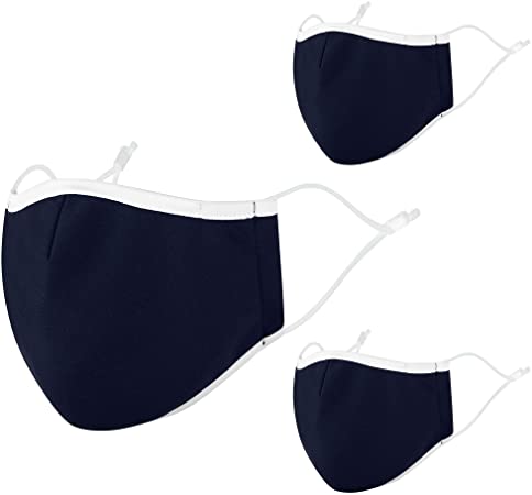 Daily Cover Washable 3 Layers Madks Resuable Bandanas,3Pcs-Navy