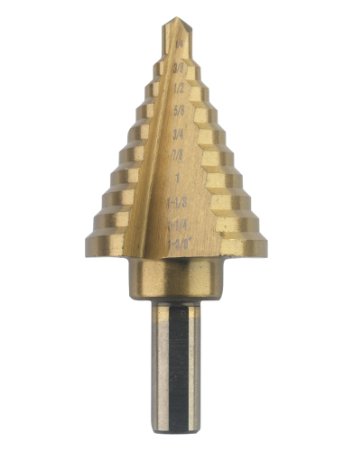 Neiko 10194A 38 Shank Titanium Step Drill Bit 14 to 1-38 in 18 Increments 10 Steps