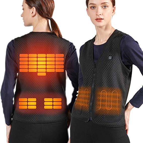 VALLEYWIND Lightweight Heated Vest, 5V USB Charging Warm Vest for Outdoor Camping Hiking Golf, Washable Heated Clothes Built-in 5 Pcs Heating Therapy Pad Fits Men and Women (Battery Not Included)