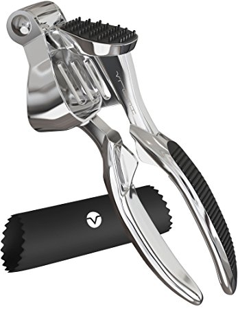 Vremi Garlic Press Kit - Heavy Duty No Peel Garlic and Ginger Presser Set for Professional Chef or Home Kitchen - With Easy Silicone Tube Roller - Peeler Mincer Crusher Tool Without the Smell - Black