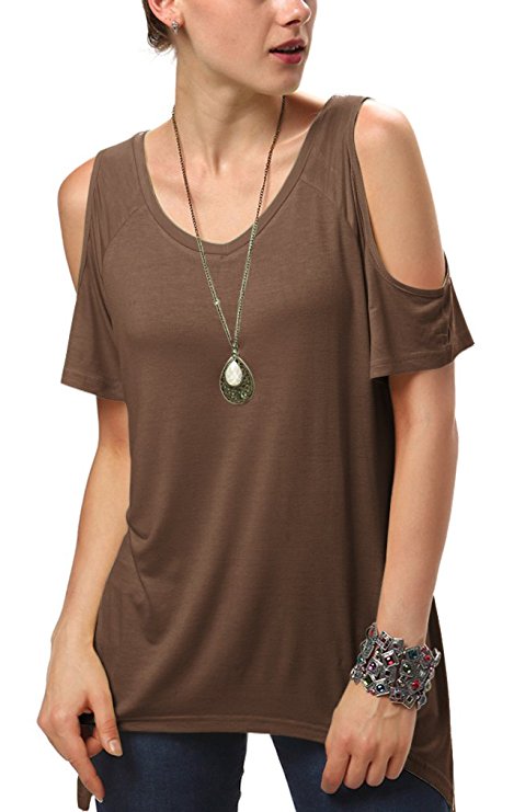 Women's Vogue Shoulder Off Wide Hem Design Top Shirt