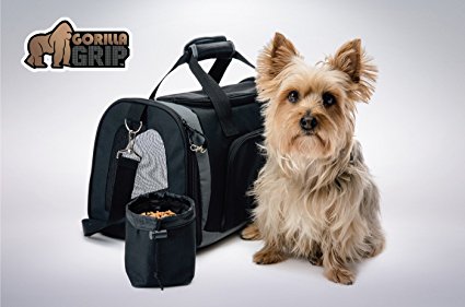 The Original GORILLA GRIP Pet Carrier for Dogs and Cats, Free Travel Bowl, Locking Safety Zippers, Perfect for Air Travel, Up to 15lbs, Washable Sherpa Insert, Airline Approved, Adjustable Strap