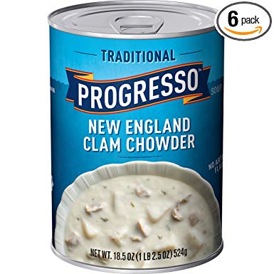 Progresso Traditional, New England Clam Chowder Soup, Gluten Free, 6 Cans, 18.5 oz