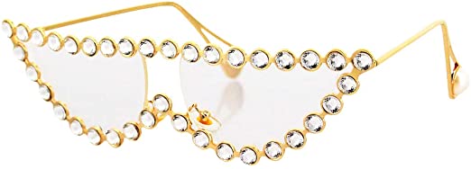 Naimo Sparkling Crystal Cat Eye Sunglasses UV Protection Rhinestone Sunglasses