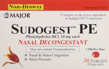 Sudogest PE Generic for Sudafed PE Nasal Decongestant Phenylephrine HCl 10mg Tablets t 6 Packs of 36-count Total 216 Tablet