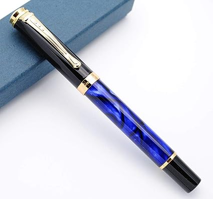 JINHAO 500 Fountain Pen F Nib 0.5mm Ink Pen (Blue Marbled)