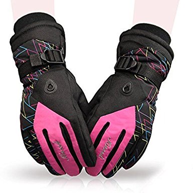 Mysuntown Ski Gloves for Men and Women Waterproof Thinsulate Lined Cuffed Ski Gloves Winter Gloves