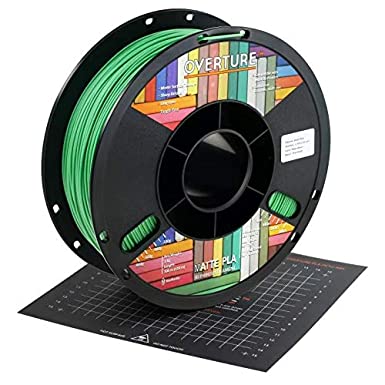 OVERTURE PLA Matte Filament 1.75mm with 3D Printer Build Surface 200mm ¡Á 200mm, Matte PLA Roll 1kg Spool (2.2lbs), Dimensional Accuracy  /- 0.05 mm, Fit Most FDM Printer, Green