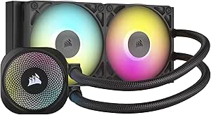 CORSAIR iCUE Link Titan 240 RX RGB Liquid CPU Cooler – 240mm AIO – Low-Noise – FlowDrive Cooling Engine – Intel LGA 1851/1700, AMD AM5/AM4 – 2X RX120 RGB Fans – iCUE Link System Hub Included – Black