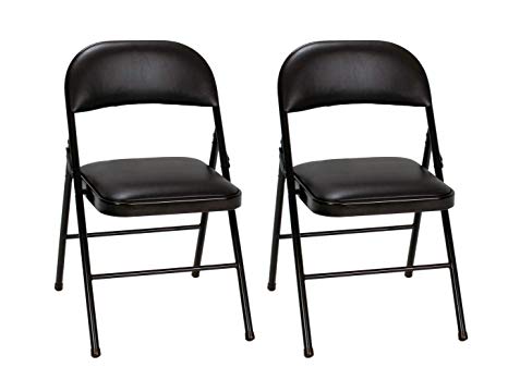 COSCO Vinyl, Black (2-Pack) Folding Chairs,