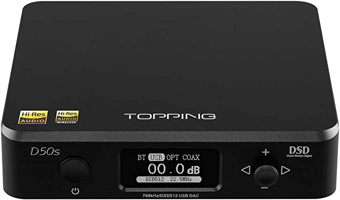 Topping D50s DAC 2 ES9038Q2M 32bit 768kHz DSD512 XMOS XU208 Bluetooth LDAC HiFi Decoder (Black)