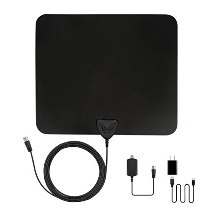 ANTRobut HDTV Antenna - 50 Mile Range Digital TV Antenna with Detachable Amplifier Power Supply for the Highest Performance and 13.2ft Coax Cable
