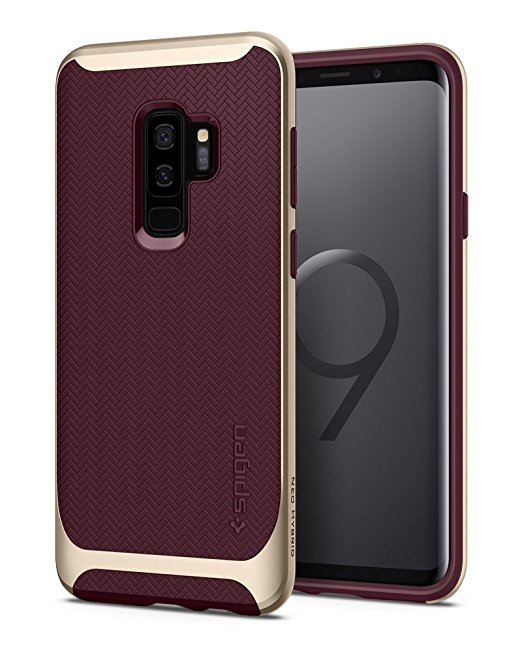 Spigen Neo Hybrid Galaxy S9 Plus Case with Flexible Herringbone Pattern Protection and Reinforced Hard Bumper Frame for Samsung Galaxy S9 Plus (2018) - Burgundy