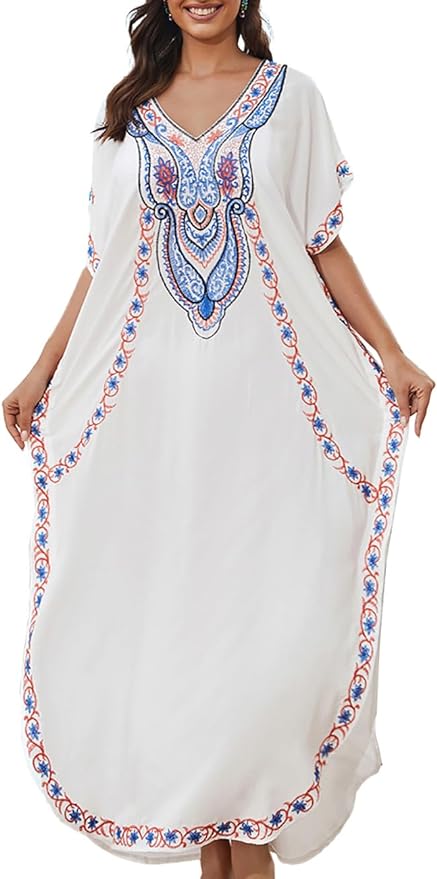 Bsubseach Women's Swimwear Turkish Kaftan Swimsuit Beach Cover Up Caftan Long Dresses