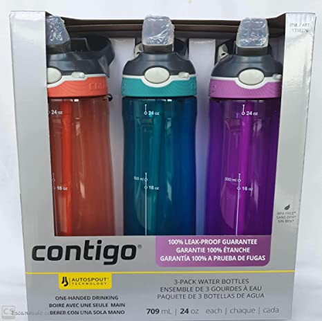 Contigo Pack of 3 BPA Brand Water Bottles 700 ml