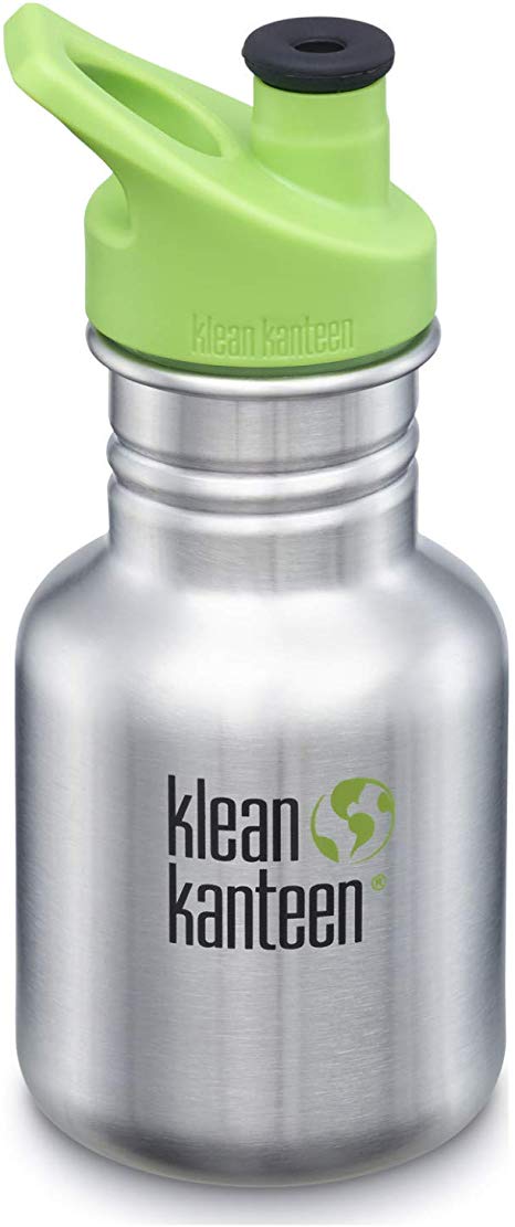 Klean Kanteen 12oz Kid Kanteen Stainless Steel Sport Bottle, Single Wall and Leak Resistant Sport Cap 3.0 2018