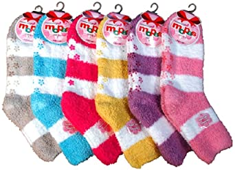 Mamia 6 Pairs Women's Cozy Slipper Socks Fuzzy Sock Multi Color