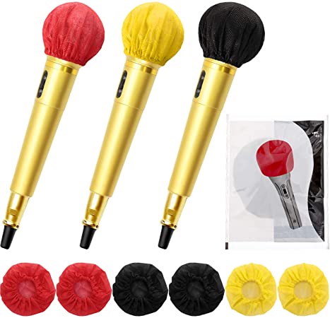 200 Pieces Disposable Microphone Cover Non-Woven Microphone Cover Windscreen Mic Cover Protective Cap for KTV Recording Room News Gathering, 3 Inch