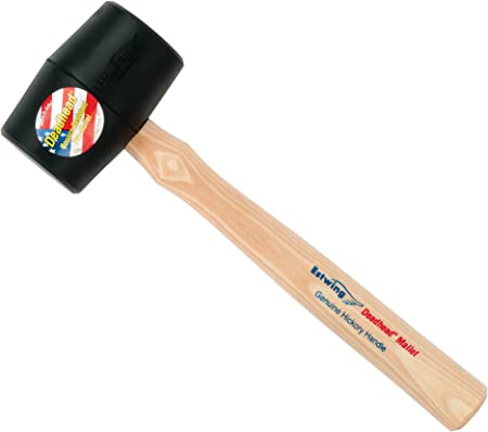 Estwing DH-12 Deadhead Bounce Resistant Black Rubber Mallet with Hickory Handle and Soft Face, 12-Ounce