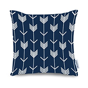 Popeven Navy Blue Arrow Decorative Pillow Covers Arrow Geometric Pattern Pillow Case for Sofa 18 x 18 Inch Square Canvas Throw Pillows for Couch