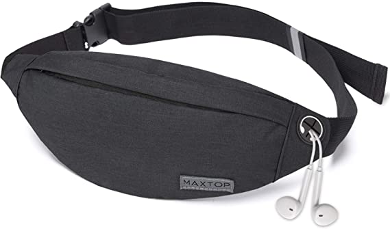MAXTOP Large Fanny Pack for Women Men with 4-Zipper Pockets Gifts for Enjoy Festival Sports Workout Traveling Running Casual Hands-Free Water-Resistant Sling Waist Pack Bag Carrying of Phones