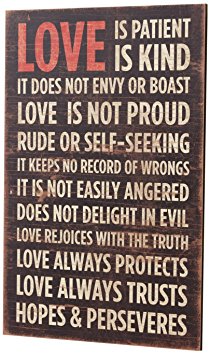 Your Hearts Delight Love is Patient Wooden Sign, 12 by 19-1/4-Inch