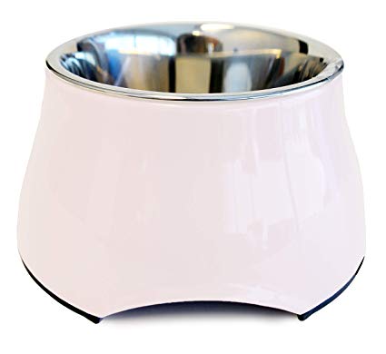 Dogit Elevated Dog Bowl, Stainless Steel Food and Water Dish for Small Dogs, Small, White