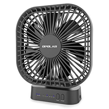 OPOLAR 6700mAh Battery Operated Fan, Personal Table Mini USB Fan with Timer, Strong Wind, 3 Speeds, 7 Blades, Powered by USB or Rechargeable Battery, Super Quiet, for Office, Camping, Outdoor