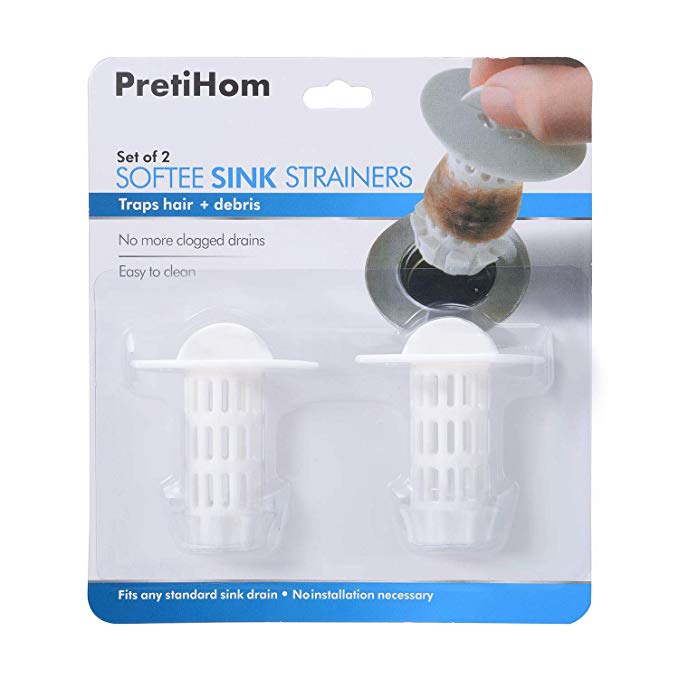 PretiHom Universal Bathtub Drain Hair Catcher Stand-Up Shower Stall Drain Protector/Strainer/Snare 2 Pack