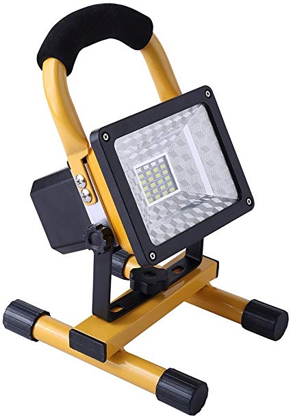 [15W 24LED] Lanfu Portable Waterproof Work Light Spotlights Outdoor Camping Floodlights, Built-in Rechargeable Lithium Batteries (With 2 USB Ports and Special SOS Modes-IP65 4400mAh),Yellow