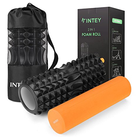INTEY 2 in 1 Foam Roller For Deep Issue Muscle Pilates Trigger Point Massage Therapy Exercise Roller for Yoga Fitness