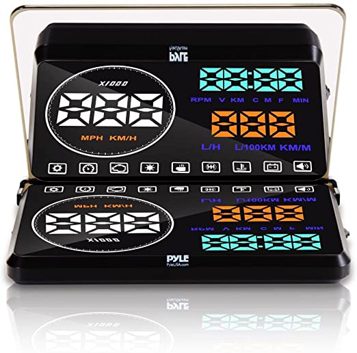 Pyle Universal 5.5’’ Car HUD Head-Up Display Windshield Screen Projector Vehicle Speed & Diagnostic Monitor System Plug & Play OBD2/EUOBD Water Temp, Voltage, Fuel Indications & More (PHUD18OBD)