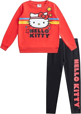 Hello Kitty Girls Sweatshirt and Legging Pants Set for Toddler, Little Kids and Big Kids