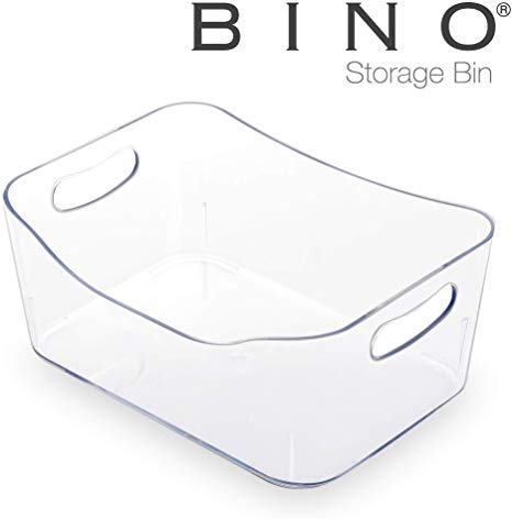 BINO Refrigerator, Freezer and Pantry Cabinet Storage Organizer Bin with Handles, Small - Clear and Transparent Plastic Wide Nesting Food Container for Home and Kitchen
