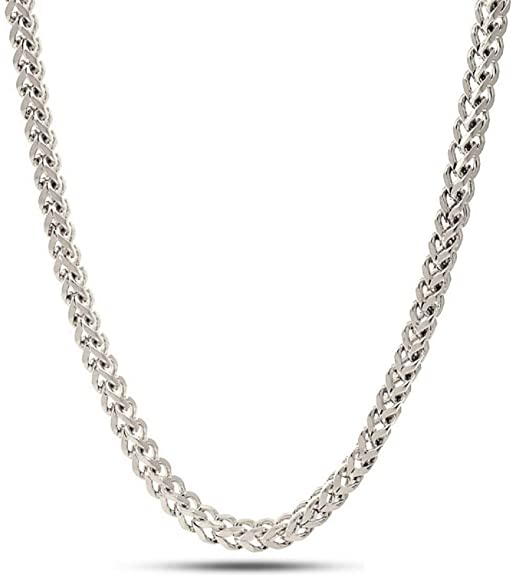 Sterling Silver Mens Solid Franco Square Box Link Chain Necklace/Bracelet - 1.8MM-4.7MM - Yellow or Rhodium