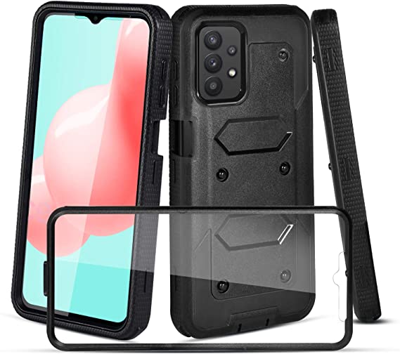 CaseTank Compatible with Samsung Galaxy A32 5G Case,Galaxy A32 5G Case W [Built-in Screen Protector] Heavy Duty Shockproof Full-Body Protective Armor Cover Case for Samsung A32 5G,Black